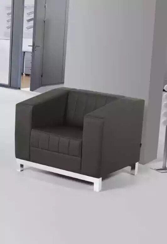 Grau Sessel Büro Möbel Sitz Polstersessel Textil Arbeitzimmer Lehnstuhl