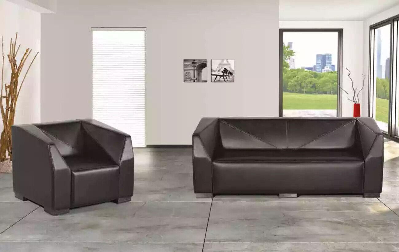 Schwarze Arbeitszimmermöbel Sofagarnitur Dreisitzer Luxus Sessel 2tlg