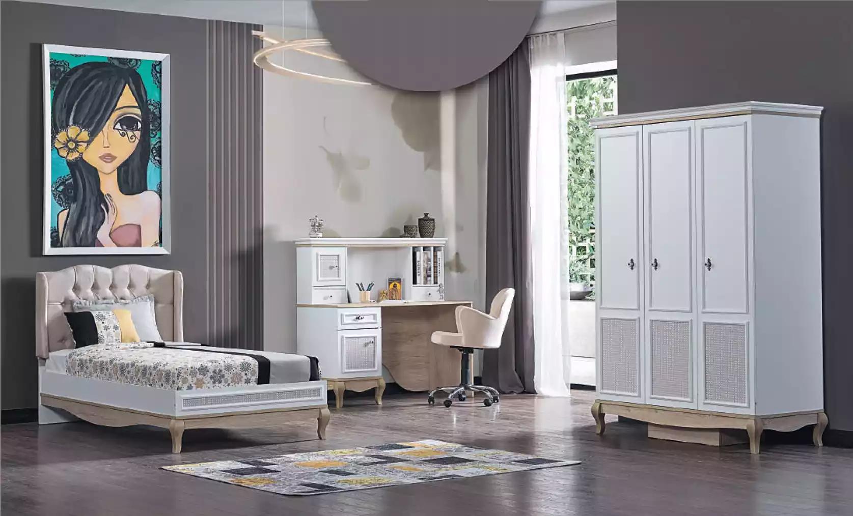 Kinder Jugendzimmer Bett + Schreibtisch + Kleiderschrank 3-teilige