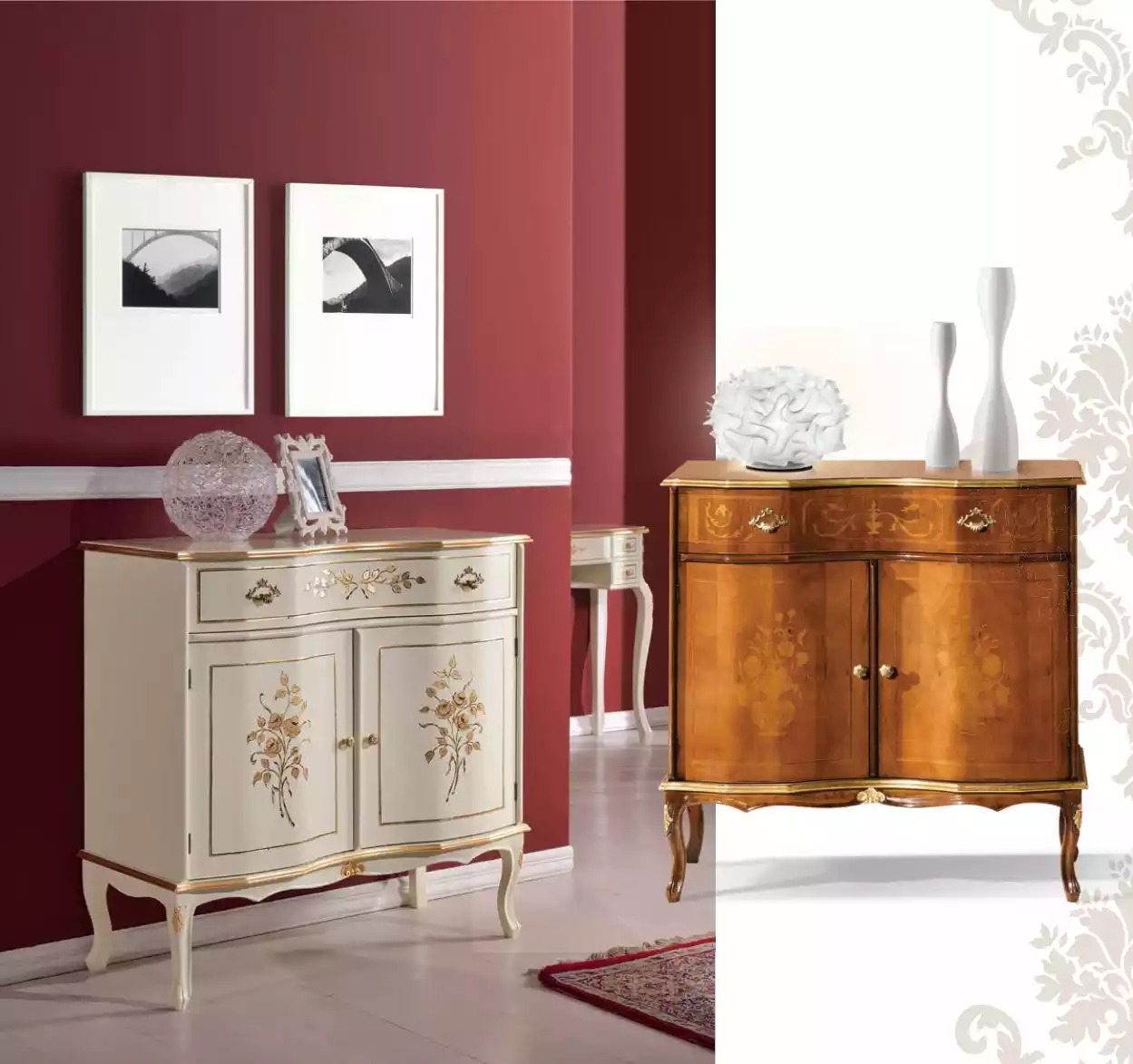 Luxuriöses weißes Sideboard mit Schubladen Möbel Holzschrank