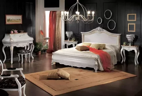 Weiße Schlafzimmer Möbel 2x Nachttische Schminktisch Modernes Bett 4tlg