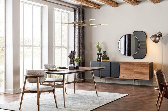 Gruppe Esszimmer Esstisch Stühle Sideboard 8tlg Holz Tisch Braun Neu