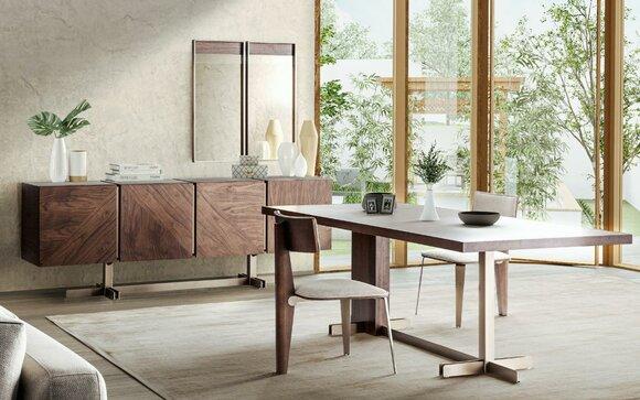Esszimmer Esstisch Gruppe Stühle Sideboard 8tlg Holz Tisch Braun Essgruppe
