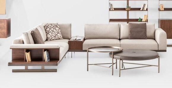 Modernes Beiges Ecksofa Luxus L-Form Couch Stoffsofas Wohnzimmermöbel