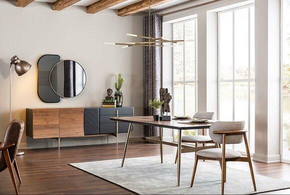Designer Brauner Esstisch Tische Tisch + 4x Lehnstuhl Möbel 5tlg. Set