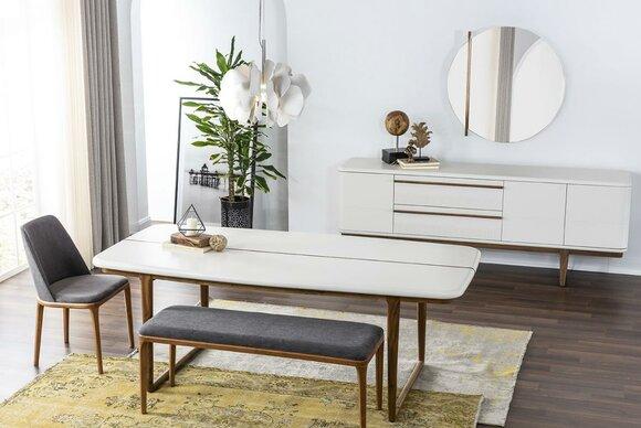 Essgruppe Essecke Esszimmer Esstisch Stühle Tisch Set 8tlg Holz Weiß