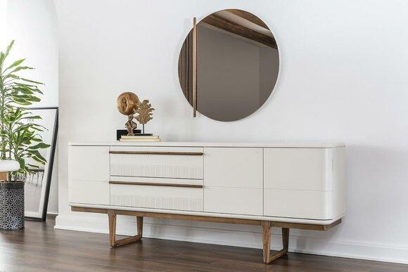 Sideboard Kommode Anrichte Spiegel Holz Esszimmer Schränke Set Weiß