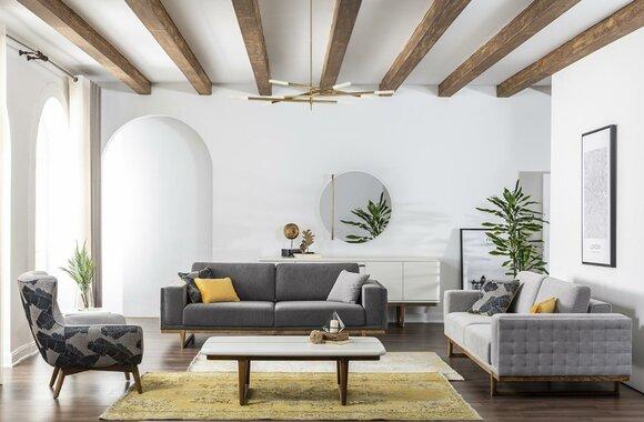 Sofagarnitur 331 Sitzer Stoffsofa Sofa Sofas Stoff Sessel Grau Modern