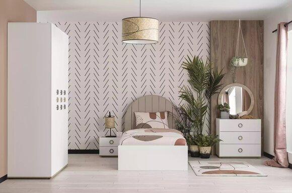 Garnitur Kinderzimmer Komplete Bett Kindermöbel Holz Weiß Set 5tlg