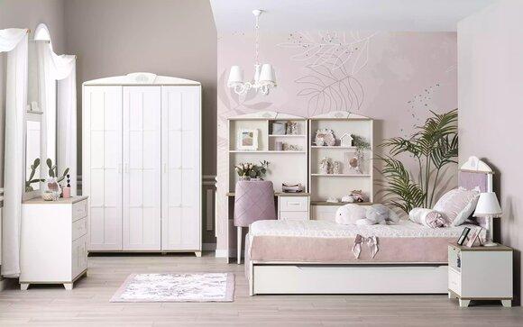 Kinderzimmer Komplete Chesterfield Kindermöbel Bett Holz Rosa Set 8tlg