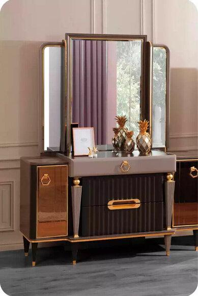 Konsoletisch Schminktisch Spiegel Gold Luxus Schlafzimmer Schmink