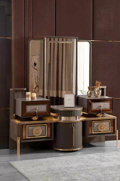 Luxus Schminktisch Konsoletisch Konsole Frisiertisch Holz Modern Grau