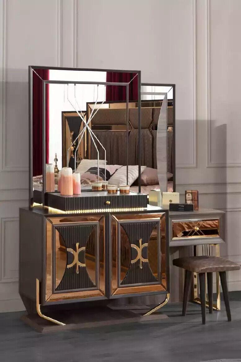 Luxuriöse Gold Schminktisch Konsoletisch Frisiertisch Holz Konsole