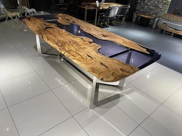Esstisch Epoxidharz Küchentisch Esszimmertisch 240 cm Holz Braun