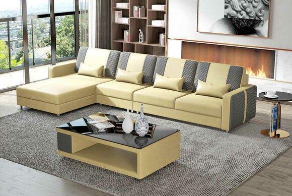 Eckgarnitur Ledersofa Ecksofa L Form Liege Couch Sofa Luxus Neu