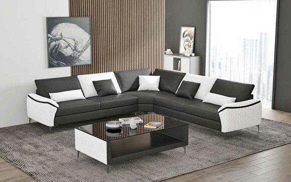 Eckgarnitur Ledersofa Ecksofa L Form Design Couch Sofa Schwarz Luxus