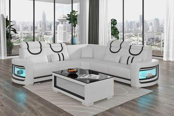Ecksofa Luxus Eckgarnitur Ledersofa L Form Weiß Couch Sofa Design Neu