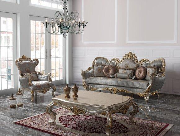 Polstersofa Garnitur Sofagarnitur Dreisitzer Sessel Stoff Sofa Blau sofas