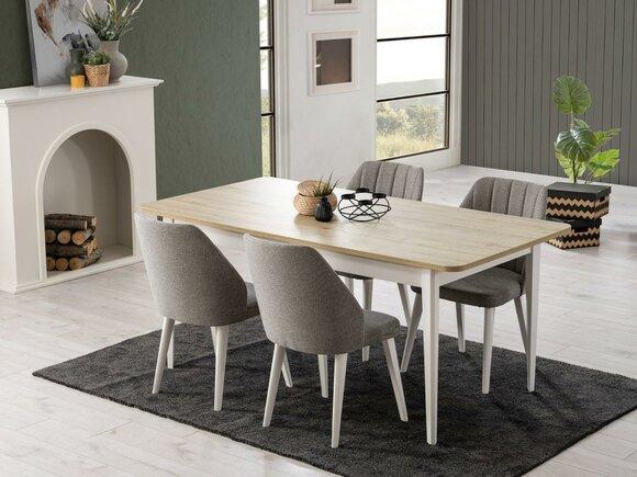 Essgruppe Garnitur Esszimmer Esstisch Set 7tlg Esszimmer Weiß Holz