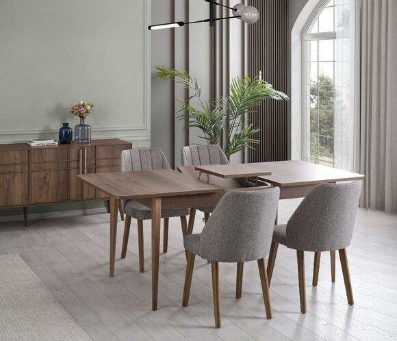 Komplette Essgruppe Esszimmer Esstisch Set 7tlg Esszimmer Braun Holz