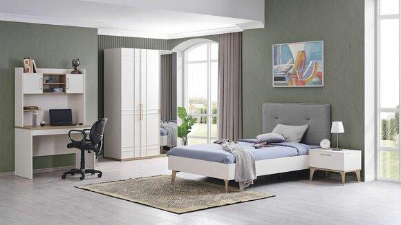 Garnitur Kinderzimmer Kinderbett Jugendbett Bett Set 4tlg Weiß Holz