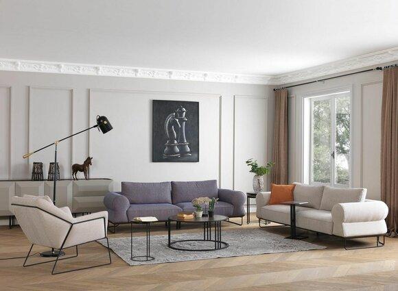 Luxus Komplette Polstersofa Couchgarnitur Sofagarnitur Weiß Stoffsofa