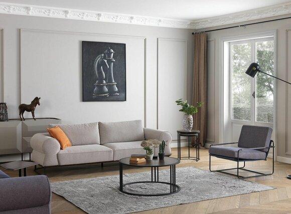 Sofagarnitur Komplette Polstersofa Couchgarnitur Grau Stoff Stoffsofa1