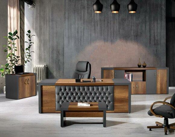 Komplettbüro Büromöbel Schreibtisch Büro Bürotisch Set 4tlg Holz Braun