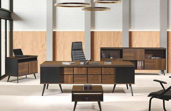 Schreibtisch Klassischе Komplette Arbeitszimmermöbel 4tlg Holz Braun