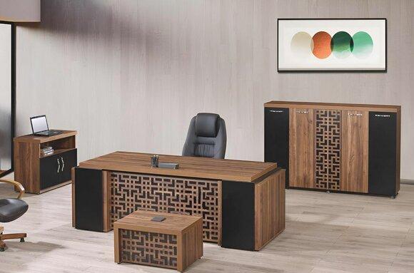 Komplettbüro Büromöbel Schreibtisch Büro Bürotisch Set 4tlg Holz Braun