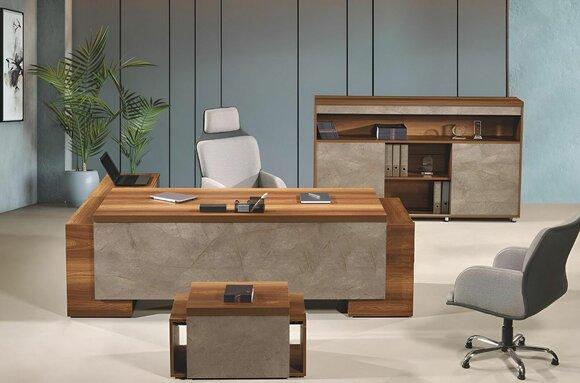 Komplettbüro Büromöbel Eckbürotisch Büro Bürotisch Set 3tlg Holz Braun