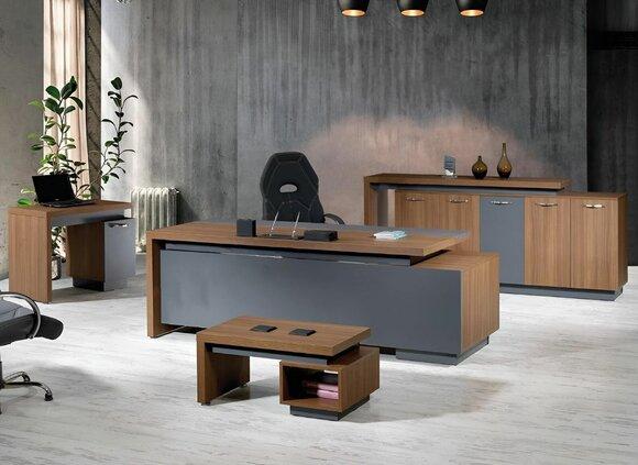 Bürotisch Büromöbel Komplettbüro Schreibtisch Set 4tlg Holz Braun