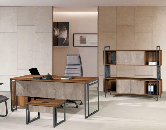 Klassischе Komplette Arbeitszimmermöbel Braun Eckbürotisch 3tlg Holz