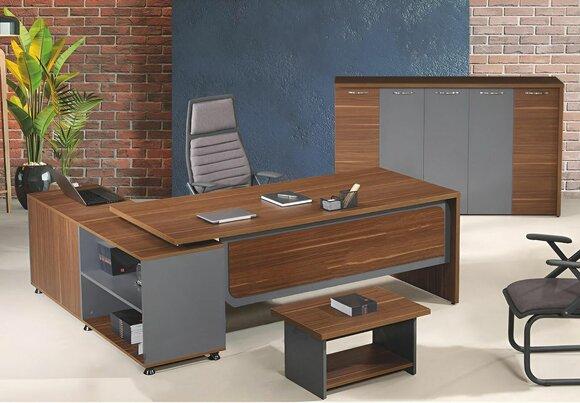 Gruppe Eckbürotisch Komplette Bürotisch Set 3tlg Holz Büromöbel Braun