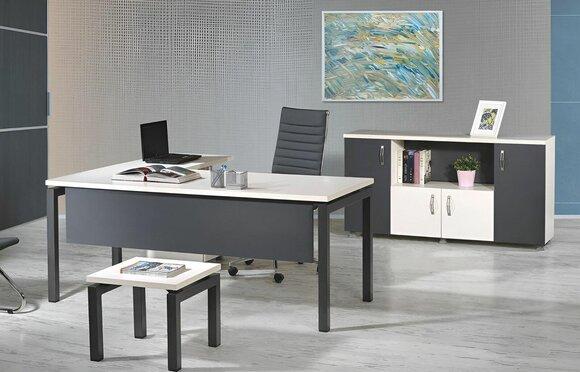 Komplettbüro Eckbürotisch Büromöbel 3tlg Holz Set Grau Computermöbel