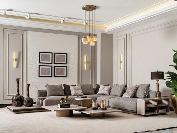 Ecksofa L form Wohnlandschaft Polstersofa Stoffsofa Grau Modern Sofa