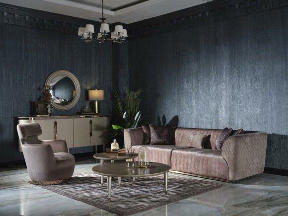 Sofagarnitur Polstersofa Stoffsofa Dreisitzer Sofa 3 Sitz Sessel Grau