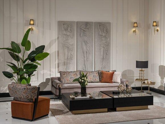 Sofagarnitur Dreisitzer Sessel Couchtische Set 6tlg Grau Wohnzimmer