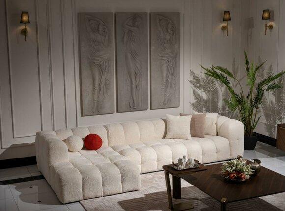 Ecksofa Stoffsofa Polstersofa Moderne Luxus Sofa Relax Weiß Sofas