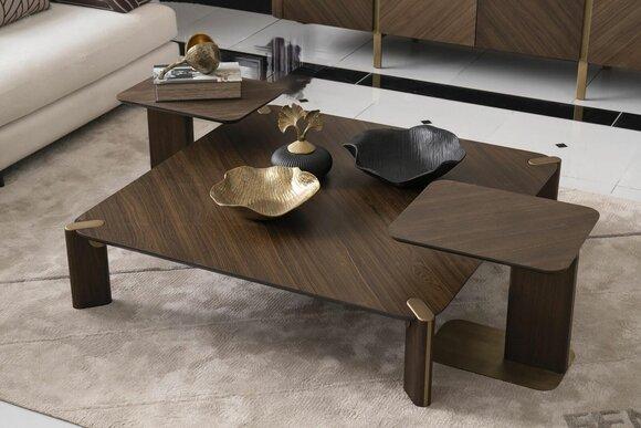 Gruppe 3tlg Couchtisch Beistelltische Kaffeetisch Braun Holz Set Tisch
