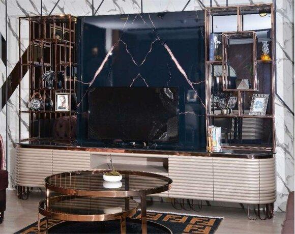 Wonwand RTV Lowboard TV Ständer Beige Modern Sideboard Schrank Holz