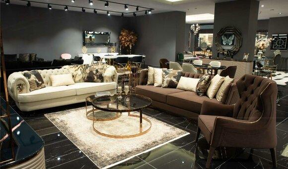 Sofagarnitur Dreisitzer Stoffsofa Sessel Polstersofa Braun Set Sofas