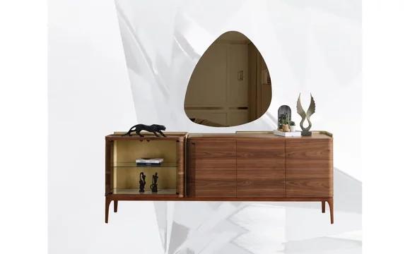 Sideboard mit Spiegel Anrichte Holzschrank Braun Kommode Design