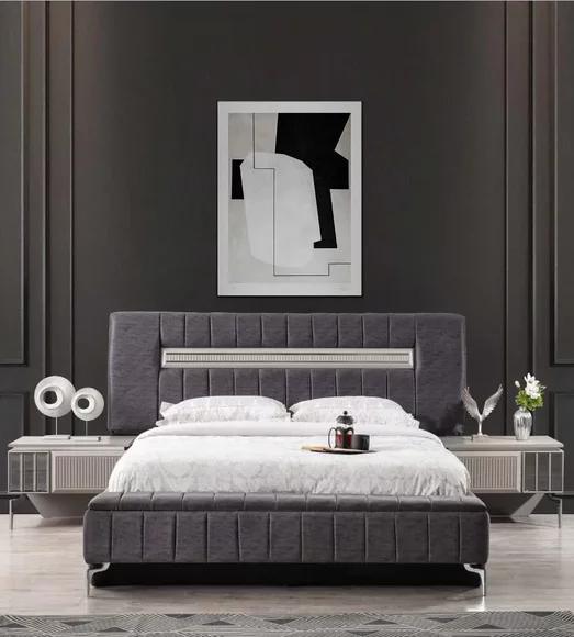 Doppelbett Garnitur Nachttische Schlafzimmer Bett 3tlg Grau Bettrahmen