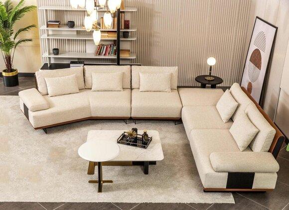 Ecksofa L Form Stoffsofa Couchtische Polstersofa Beige Modern Sofa Set
