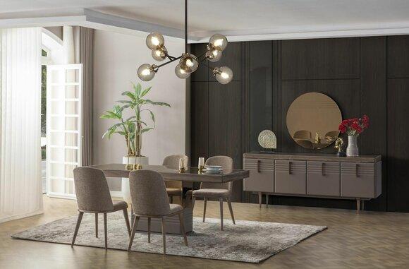 Essgruppe Essecke Esszimmer Esstisch Stühle Grau Holz Set 9tlg Moderne