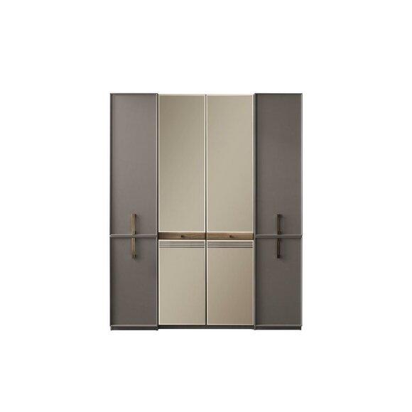 Kleiderschrank Schlafzimmerschrank Schrank Holzschrank Grau Spiegel