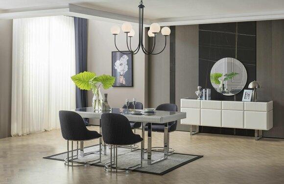 Komplette Esszimmer Essgruppe Esstisch Stühle 9tlg Luxus Weiß Anrichte