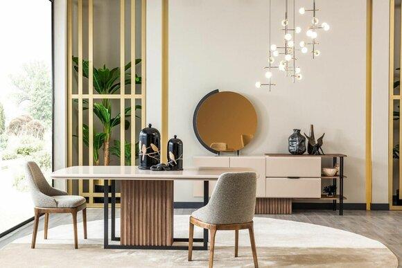 Esszimmer Essgruppe Komplette Esstisch Stühle 9tlg Beige Essecke Set