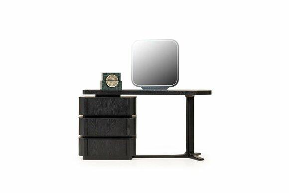 Schminktisch mit Spiegel Konsolentisch Frisiertisch Holz Schwarz Set